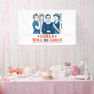 Mädchen werden Girls Patriotic Feminist 4. Juli Banner