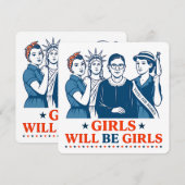 Mädchen werden Girls Patriotic Feminist 4. Juli Einladung (Vorne/Hinten)