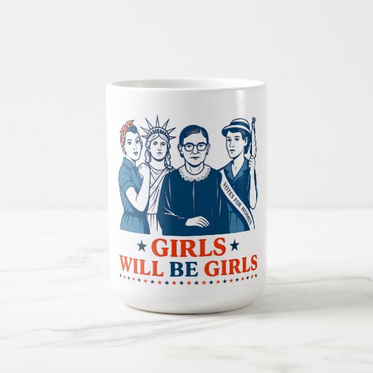 Mädchen werden Girls Patriotic Feminist 4. Juli Kaffeetasse (Mittel)