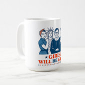Mädchen werden Girls Patriotic Feminist 4. Juli Kaffeetasse (Vorderseite Links)