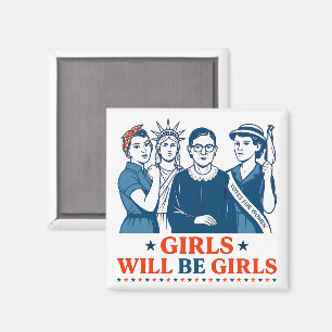 Mädchen werden Girls Patriotic Feminist 4. Juli Magnet