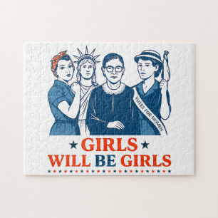 Mädchen werden Girls Patriotic Feminist 4. Juli Puzzle