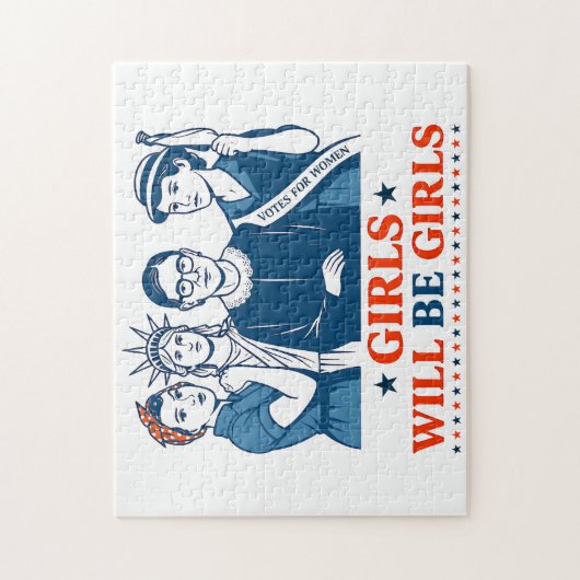 Mädchen werden Girls Patriotic Feminist 4. Juli Puzzle (Vertikal)