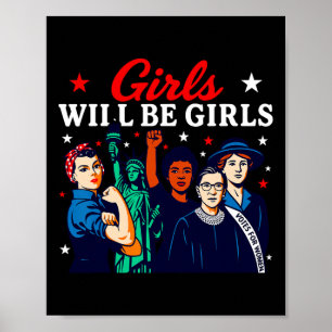 Mädchen werden Mädchen Patriotische amerikanische Poster