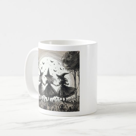Mädchen werden Mädchen sein, die Hexen tanzen Kaffeetasse (Vorderseite Links)