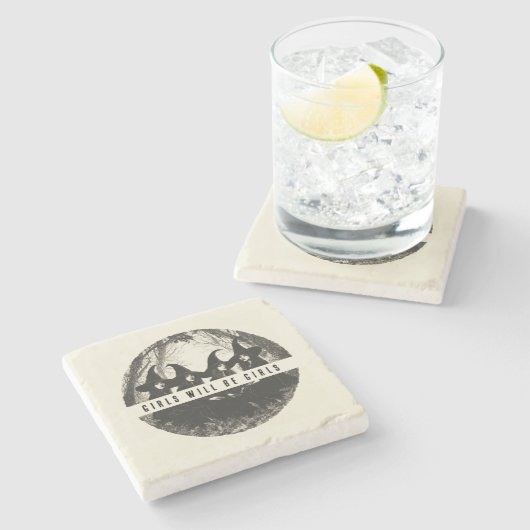 "Mädchen werden Mädchen sein | Hexenvermeintliches Steinuntersetzer (Seitenansicht)