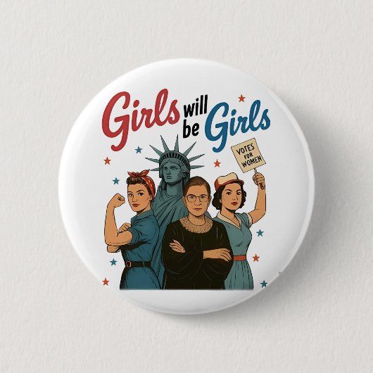 Mädchen werden Mädchenfeminismus Gleichberechtigun Button (Vorderseite)