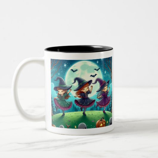 Mädchen werden Zitat von Mädchen sein, Hexen im Mo Zweifarbige Tasse (Links)