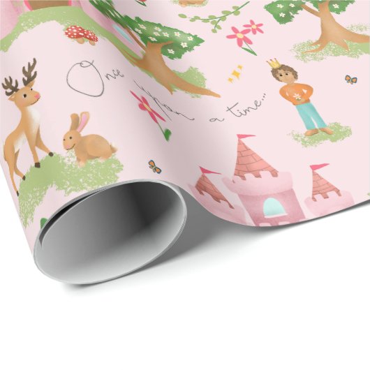 Mädchen Whimsical und Girly Pink Princess Geburtst Geschenkpapier (Rolleneckpunkt)