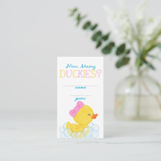Mädchen Wie viele Duckies Party Guess Cards Begleitkarte (Stehend Vorderseite)