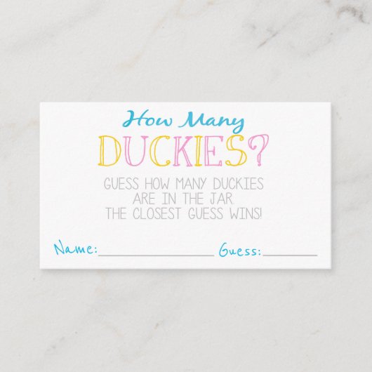 Mädchen Wie viele Duckies Party Guess Cards Begleitkarte (Vorderseite)