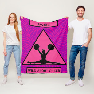 Mädchen "Wild About Cheer" Pink Lila Zebra Fleecedecke