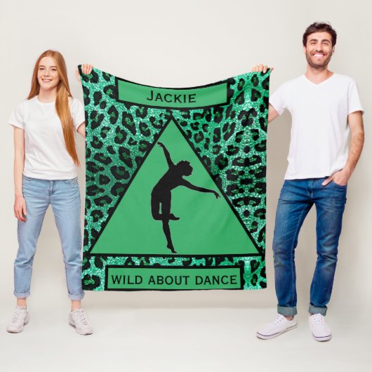 Mädchen "Wild About Dance" Grüner Leopard Fleecedecke (Beispiel)