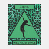Mädchen "Wild About Dance" Grüner Leopard Fleecedecke (Vorderseite)
