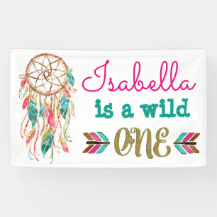Mädchen Wild One Geburtstagsbanner Tribal 1. Gebur Banner