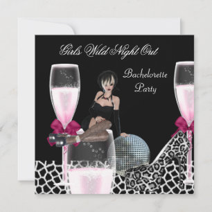 Mädchen Wilde Nacht Außerhalb Rosa Schuhe Champagn Einladung