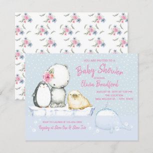 Mädchen Winter-Baby-Party-Einladungen Einladung