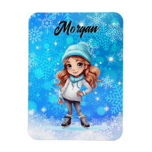 Mädchen Winter Eislauf Figure Schlittschuh Schneef Magnet