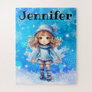 Mädchen Winter Eislauf Figure Schlittschuh Schneef Puzzle