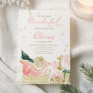 Mädchen Winter Onederland Geburtstagseinladung Einladung