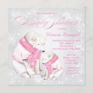 Mädchen Winter Wonderland Bär Baby Shower Einladun Einladung