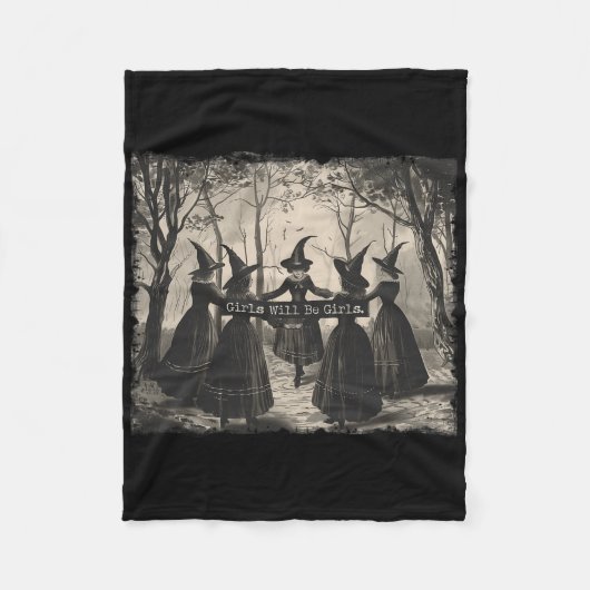 Mädchen wird die Mädchen Hexe Witz Halloween Fleecedecke (Vorderseite)