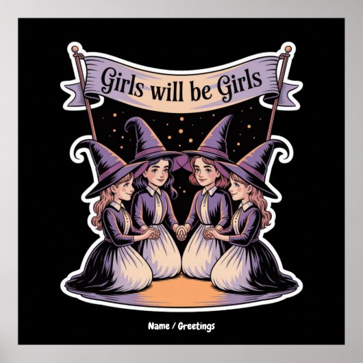 Mädchen wird Girl Funny Witwe Halloween Feminismus Poster (Vorne)