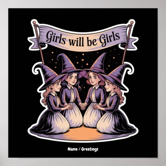 Mädchen wird Girl Funny Witwe Halloween Feminismus Poster (Vorne)