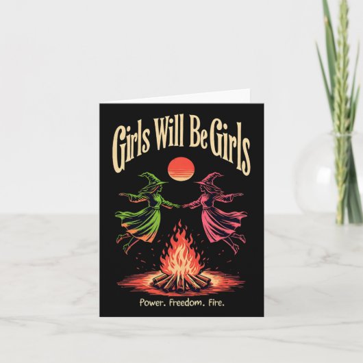 Mädchen wird Hexe sein Mädchen Feministin Hallowee Karte (Vorderseite)