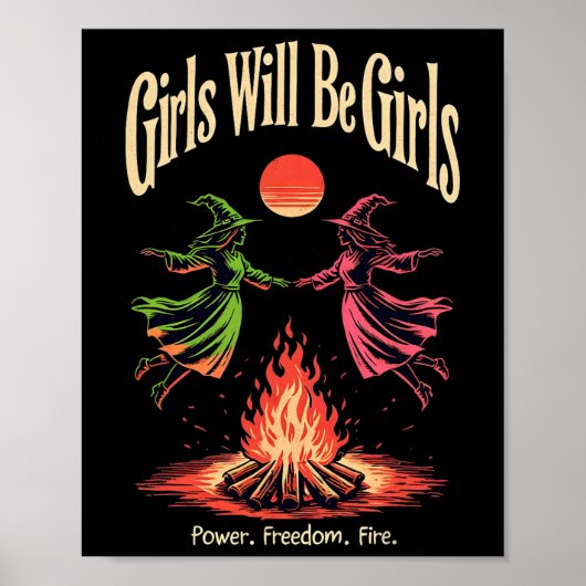 Mädchen wird Hexe sein Mädchen Feministin Hallowee Poster (Vorne)
