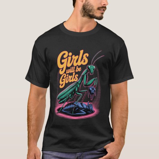 Mädchen wird Mädchen Gottesanbeterin T-Shirt (Vorderseite)