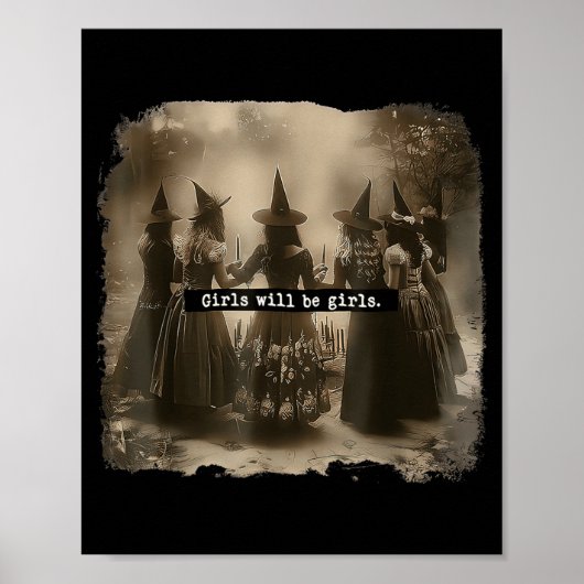 Mädchen wird Mädchen Hexe mit Halloween Poster (Vorne)