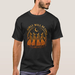 Mädchen wird Mädchen Hexe Witchy Grusel-Saison-Hal T-Shirt