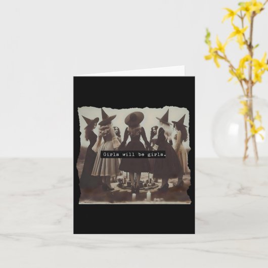 Mädchen wird Mädchen Hexerei Hexerei Spooky Saison Karte (Gelbe Blume)