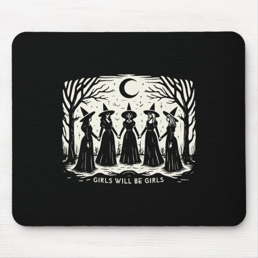 Mädchen wird Mädchen Hexerei Hexerei Spooky Saison Mousepad (Vorne)