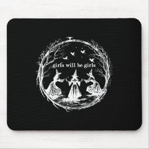 Mädchen wird Mädchen Hexerei Hexerei Spooky Saison Mousepad
