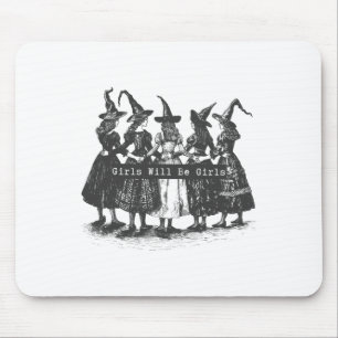 Mädchen wird Mädchen Hexerei Hexerei Spooky Saison Mousepad