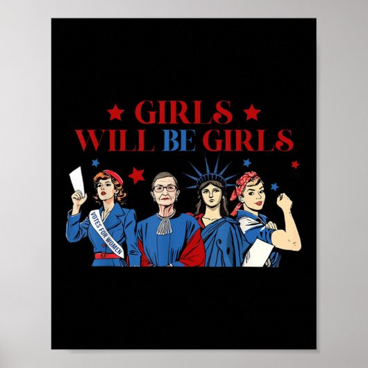Mädchen wird Mädchen patriotischer feministischer Poster (Vorne)
