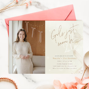 Mädchen wollen einfach nur 21 sein   Bow Girl Foto Einladung