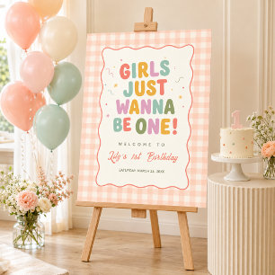 Mädchen wollen einfach nur ein rosa Gingham 1. Geb Poster