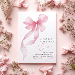 Mädchen wollen einfach nur ein rosa Schleife zum 1 Einladung