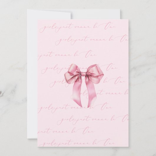 Mädchen wollen nur eine rosa Bow Twin Girls sein Einladung (Rückseite)