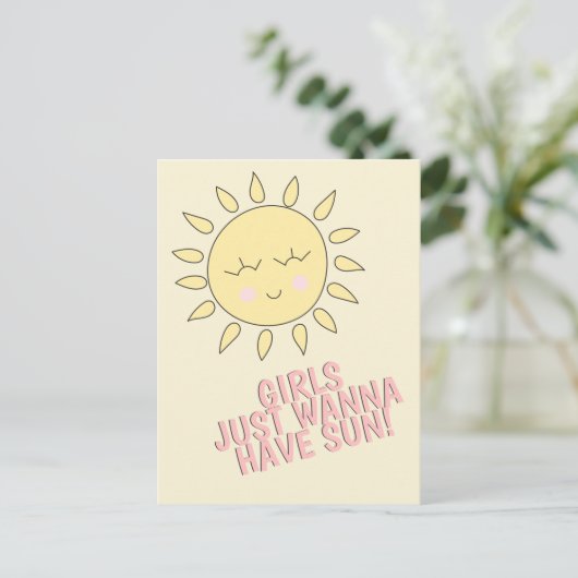 Mädchen wollen nur Sonne haben! Sommerangebot Postkarte (Stehend Vorderseite)