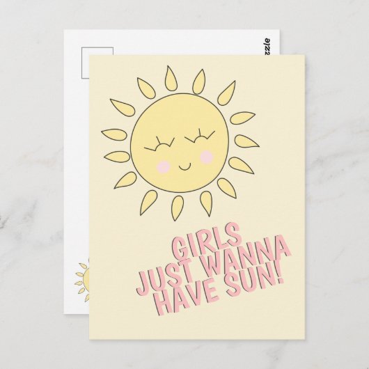 Mädchen wollen nur Sonne haben! Sommerangebot Postkarte (Vorne/Hinten)