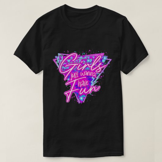 Mädchen wollen nur Spaß haben Neon Retro 80er Männ T-Shirt (Design vorne)