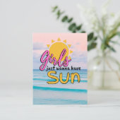 Mädchen wollen nur Sun Beach Ocean haben Postkarte (Stehend Vorderseite)