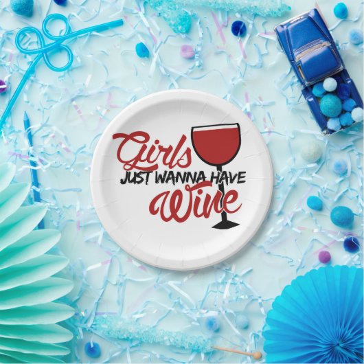 Mädchen wollen nur Wein haben Pappteller (Party)