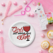 Mädchen wollen nur Wein haben Pappteller (Party)