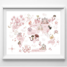 Mädchen Zauberweltkarte, rosa Meerjungfrauen und S