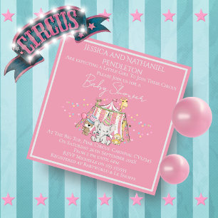 Mädchen-Zirkus-Baby-Shower-Einladung Einladung
